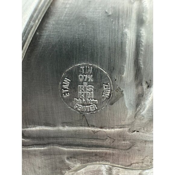 Vintage Pewter Plate Wall Hanging Embossed Mare and Foal KISKIN Belgium Octagon - Picture 9 of 10